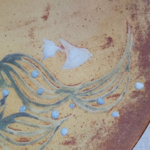 Handcrafted Ceramic Decorative Plate With Fish & Waves Design - Picture 2 of 6